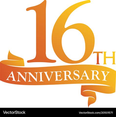 16 year ribbon anniversary Royalty Free Vector Image