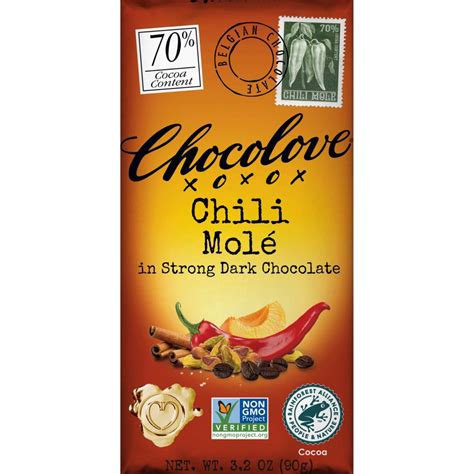 Chocolove 70% Dark Chocolate Bar with Chili Molé | World Wide Chocolate