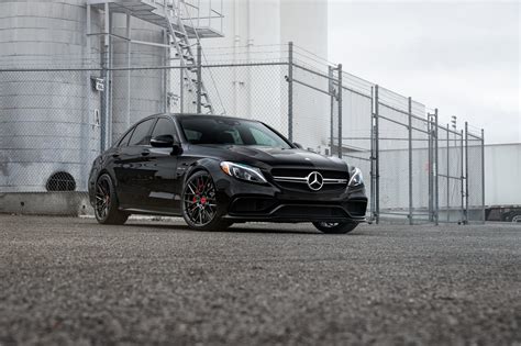 Red Center Caps and Calipers Add Lots of Visual Candy to All Black Mercedes C Class — CARiD.com ...