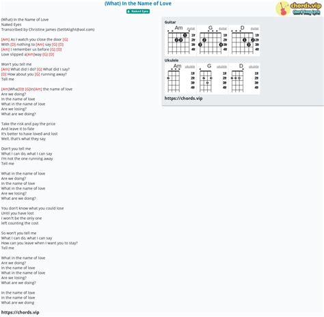 Chord: (What) In the Name of Love - Naked Eyes - tab, song lyric, sheet, guitar, ukulele ...