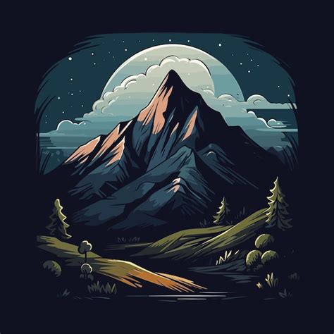 Premium Vector | Landscape vector illustration of mountain hill