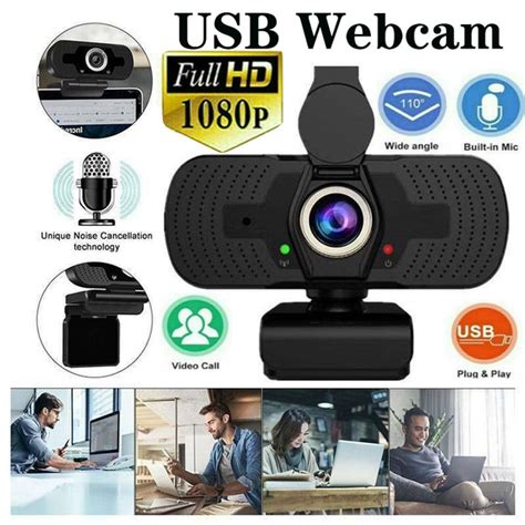 New Hot 1080P Full HD Webcam with Microphone and Privacy Cover , USB ...