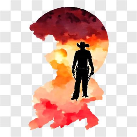 Download Cowboy Silhouette at Sunset PNG Online - Creative Fabrica