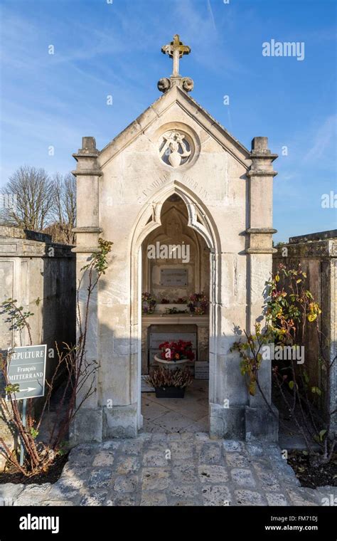 France, Charente, Jarnac, Francois Mitterrand grave in the cemetery of ...