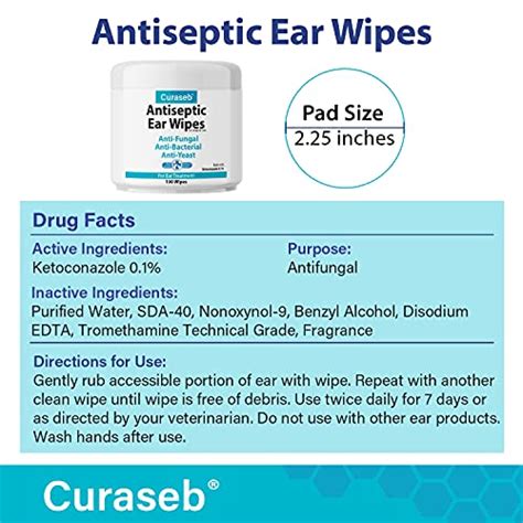 Curaseb Cat & Dog Ear Infection Treatment Wipes – Soothes Itchy ...