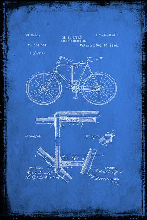 Folding Bycycle Patent Drawing 1d Mixed Media by Brian Reaves | Fine Art America