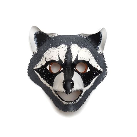 Raccoon Leather Halloween Mask Forest Grey Black White Animal | Etsy