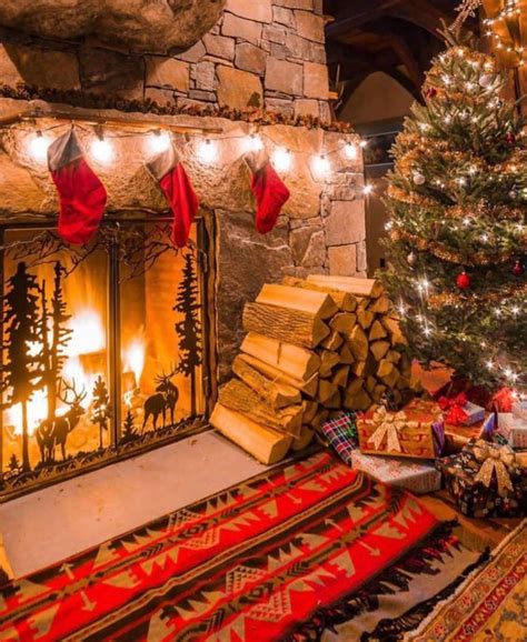 The cosiest log cabins with fireplace to cheer you up - miss mv | Christmas decorations ...