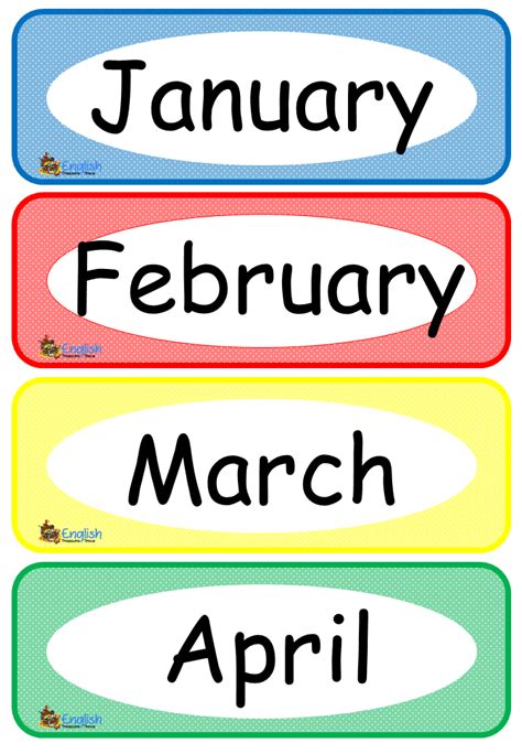 Months of the Year English Flashcards – English Treasure Trove