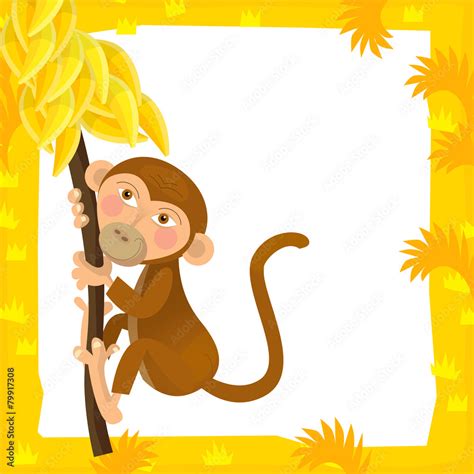 Cartoon frame scene - monkey - illustration Stock Illustration | Adobe Stock