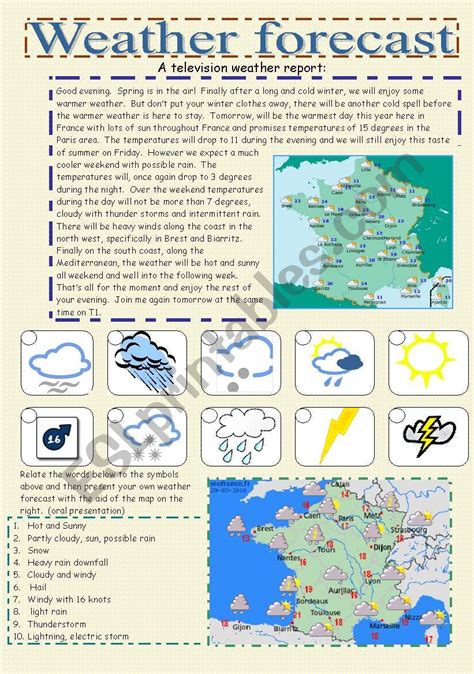 Forecasting Weather Map Worksheet 11