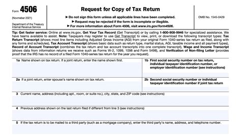 IRS Form 4506 Instructions - Request for Copy of Tax Return