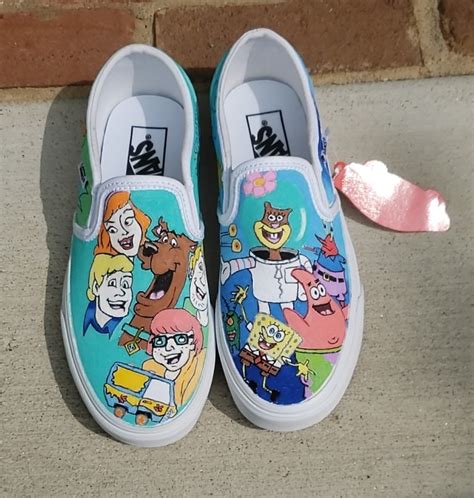 Custom Slip-on Vans Scooby-doo and Spongebob - Etsy