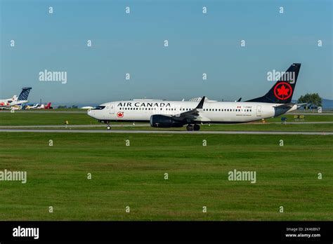 Air Canada Boeing 737 MAX taking off at the Ottawa McDonald Cartier Airport, Ottawa, Ontario ...