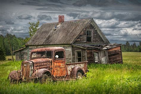 Rusty Pickup Truck, Abandoned Farm, Red Truck, Rustic Landscape, Old ...