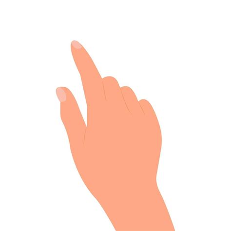 Hand pointing. Finger touches on screen or shows something. Vector illustration isolated on ...