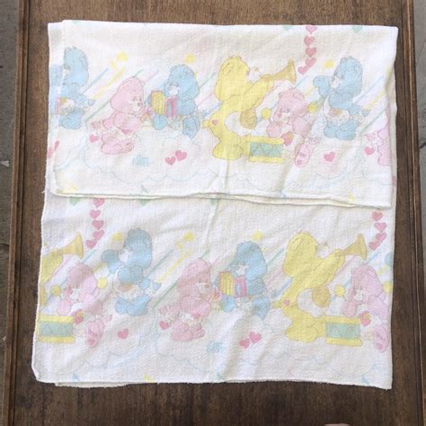 Vintage Care Bears Baby Blanket, Soft Cotton... - Depop