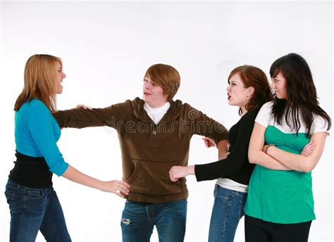 Teen Girls Arguing Over Boy Stock Photo - Image: 7550116