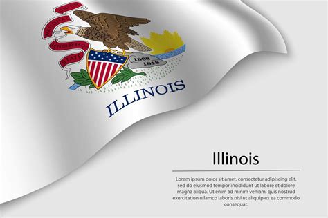 Wave flag of Illinois is a state of United States. 21808612 Vector Art ...