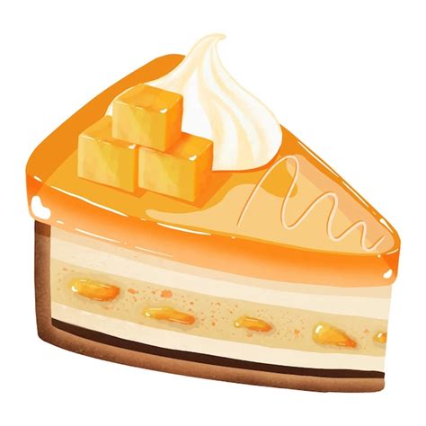 Premium Vector | Illustration of a mango slice cake with a mango jam ...