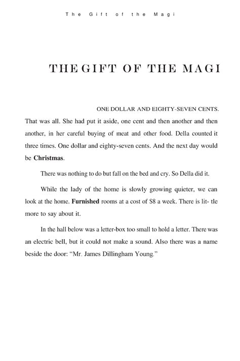 The Gift of Magi - "The Gift of the Magi, short story by O. Henry ...