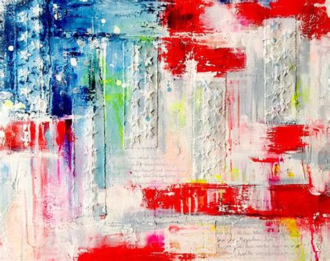 American Flag ABSTRACT Painting, ABSTRACT Modern Painting on Canvas, Americana, Unique ...