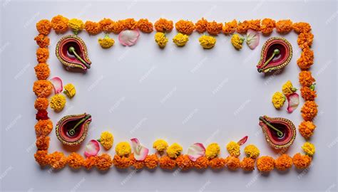 Premium AI Image | Decorative Flower rangoli Strip or Border or Pattern for Diwali or Pongal ...