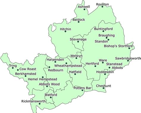 Map Of Hertfordshire County - Map With Cities