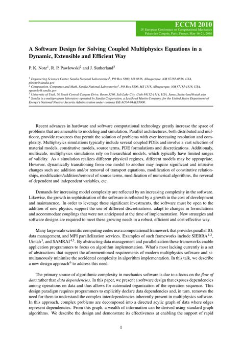 (PDF) A software design for solving coupled multiphysics equations in a dynamic, extensible and ...