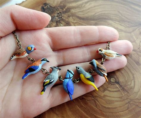 Little Birds Necklace Cute Beads Polymer Clay Jewelry Handmade Beads ...