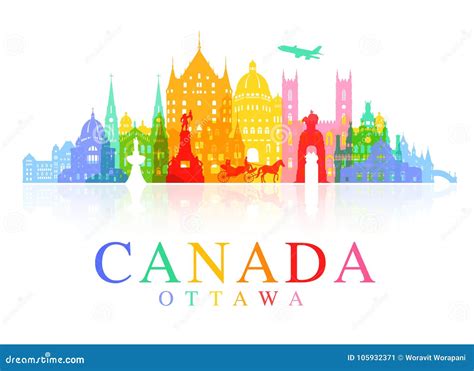 Canada Travel Landmarks. stock vector. Illustration of building - 105932371