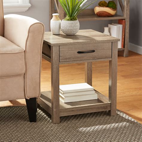 Mainstays Aston Mills Rustic Farmhouse End Table with 1 Drawer, Rustic Brown - Walmart.com ...