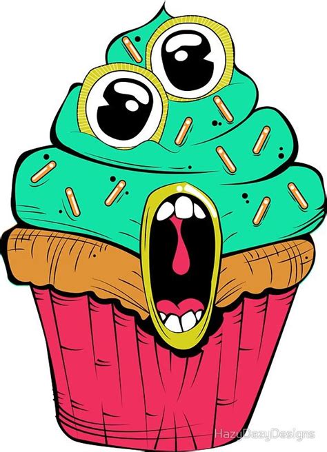 "Monster Cupcake - Blue " Sticker for Sale by HazyDazyDesigns | Cartoon cupcakes, Character ...