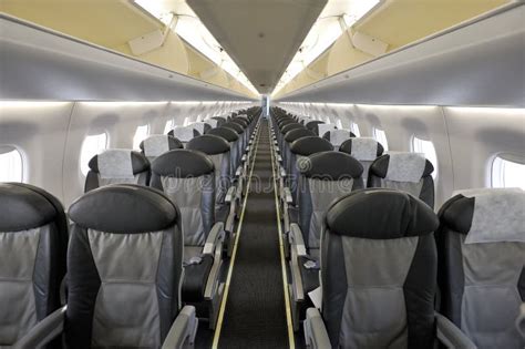 Interior of the Passenger Airplane Stock Photo - Image of inside, line ...