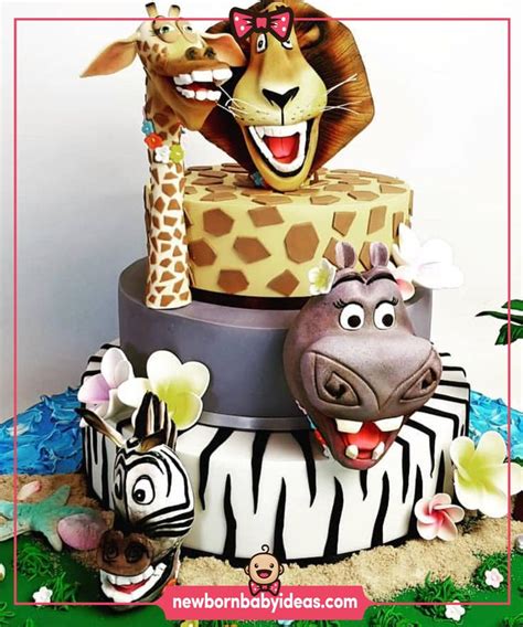 Madagascar theme birthday cake. | Madagascar party decorations, Madagascar cake, Madagascar party