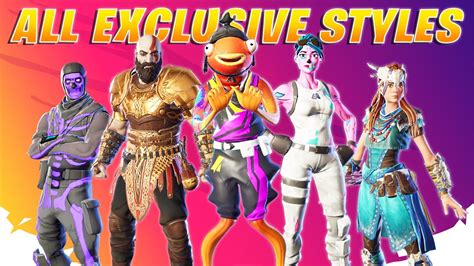 All Skins Exclusive Styles - Fortnite Battle Royale - YouTube