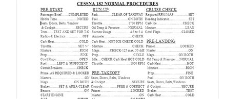 Cessna 182 Skylane Checklist for Microsoft Flight Simulator | MSFS