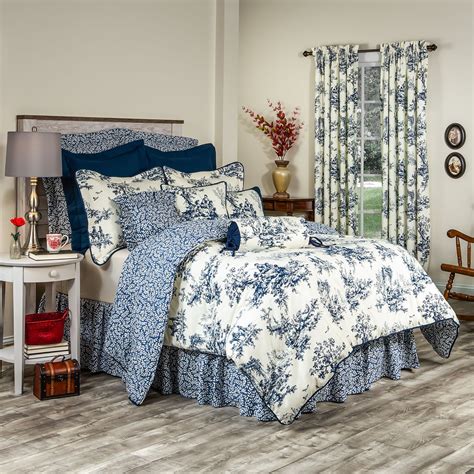 Bouvier Blue California King Comforter Set with 18" Bedskirt by Thomasville Home Fashions