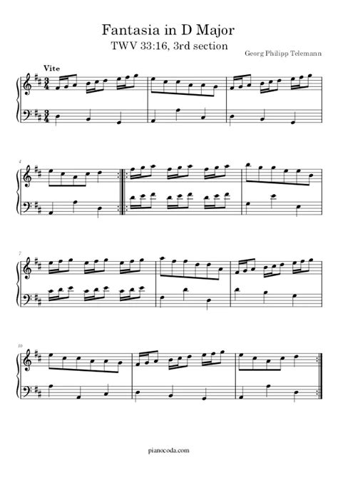 Fantasia in D Major Free PDF Sheet Music