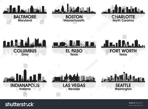 American Cities Skyline Set 2 Stock Vector (Royalty Free) 96303161 ...