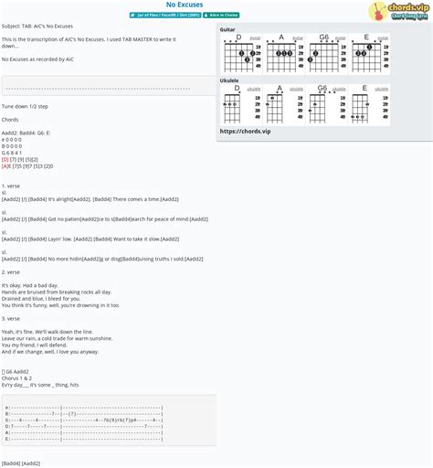 Chord: No Excuses - tab, song lyric, sheet, guitar, ukulele | chords.vip