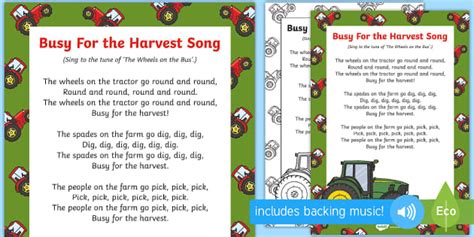 Busy For the Harvest Song - Teaching Resource (teacher made)