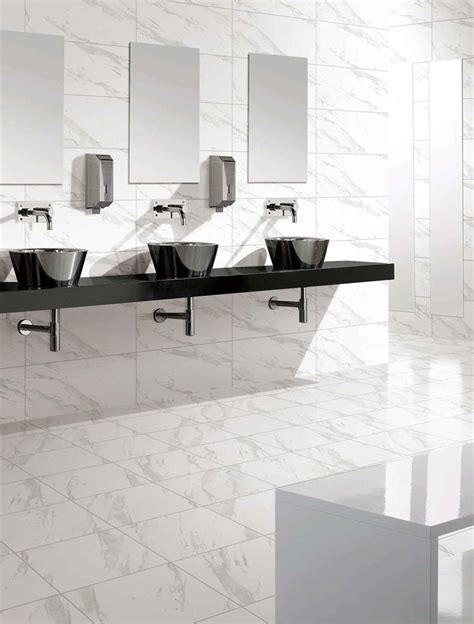 Carrara White Porcelain Bathroom Wall Tiles Indoor 30 X 60 Cm Size High ...