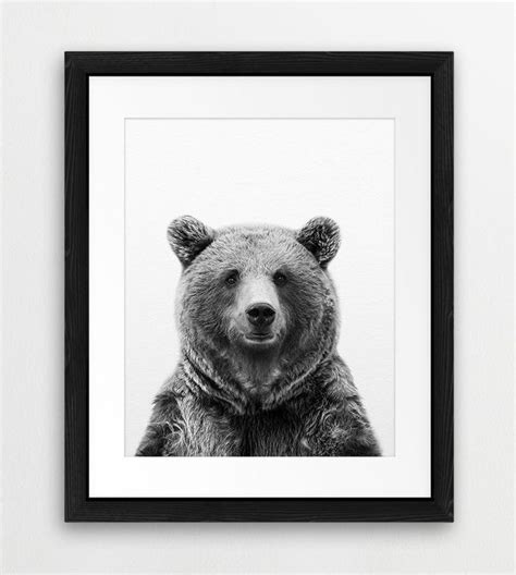 Bear Print Bear Wall Art Black And White Animal Print | Etsy in 2021 ...