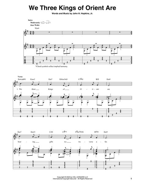 We Three Kings Guitar Chords