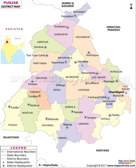 District Map of Punjab | India world map, World geography map, Map