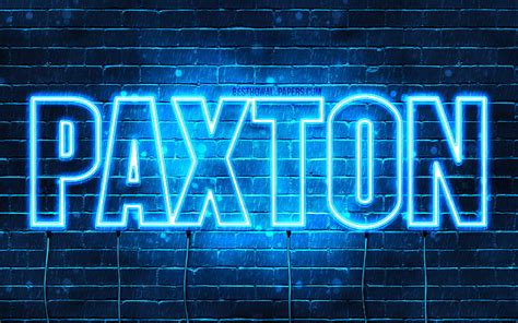 Paxton with names, horizontal text, Paxton name, blue neon lights, with ...