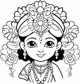 Hindu God Shree Krishna Coloring Page Image  Premium AI Generated Vector sketch template