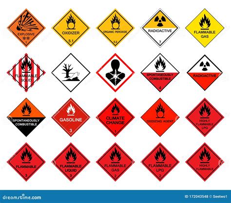 Warning Transport Hazard Pictograms,Hazardous Chemical Danger Symbol Sign Isolate on White ...