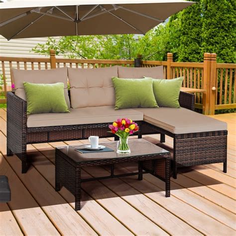 Gymax 3-Piece Rattan Furniture Set | Best Memorial Day Outdoor ...